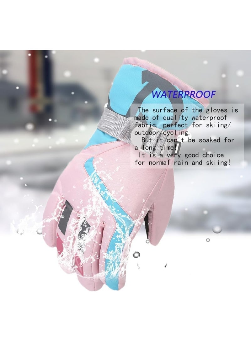 Children Ski Gloves, Thermal Snowboarding Gloves, Kids Winter Ski Gloves, Waterproof Warm Full Finger Snow Gloves, Keep Children's Hands Dry, Ergonomic Design, for Kids Boys and Girls - Image 4