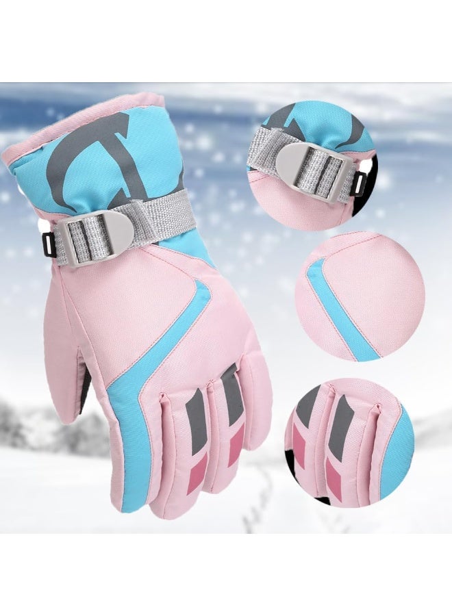 Children Ski Gloves, Thermal Snowboarding Gloves, Kids Winter Ski Gloves, Waterproof Warm Full Finger Snow Gloves, Keep Children's Hands Dry, Ergonomic Design, for Kids Boys and Girls - Image 5