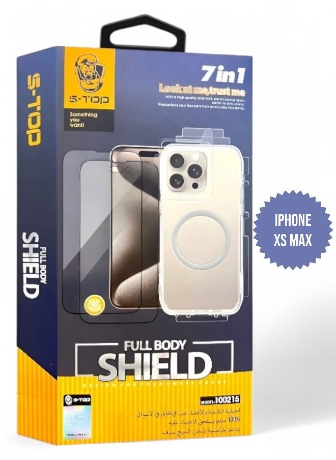 S-TOP - New full protection package for iPhone Xs Max, with privacy screen protector (Lafa) and a case that supports wireless charging (MagSafe). Complete protection for your device against scratches and drops (7in1), the original package from S-TOP - Image 1