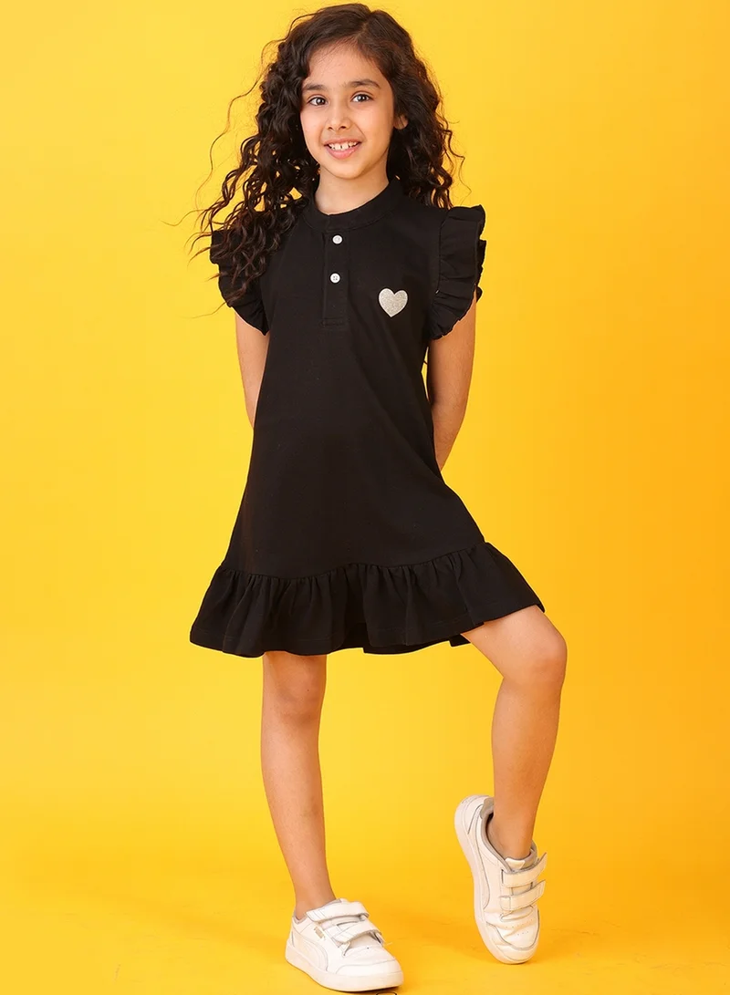 Anthrilo Anthrilo Glitter Heart Detail Flutter Sleeves Dress