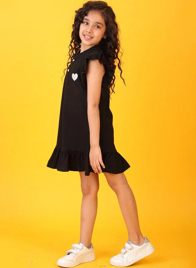 Anthrilo Anthrilo Glitter Heart Detail Flutter Sleeves Dress