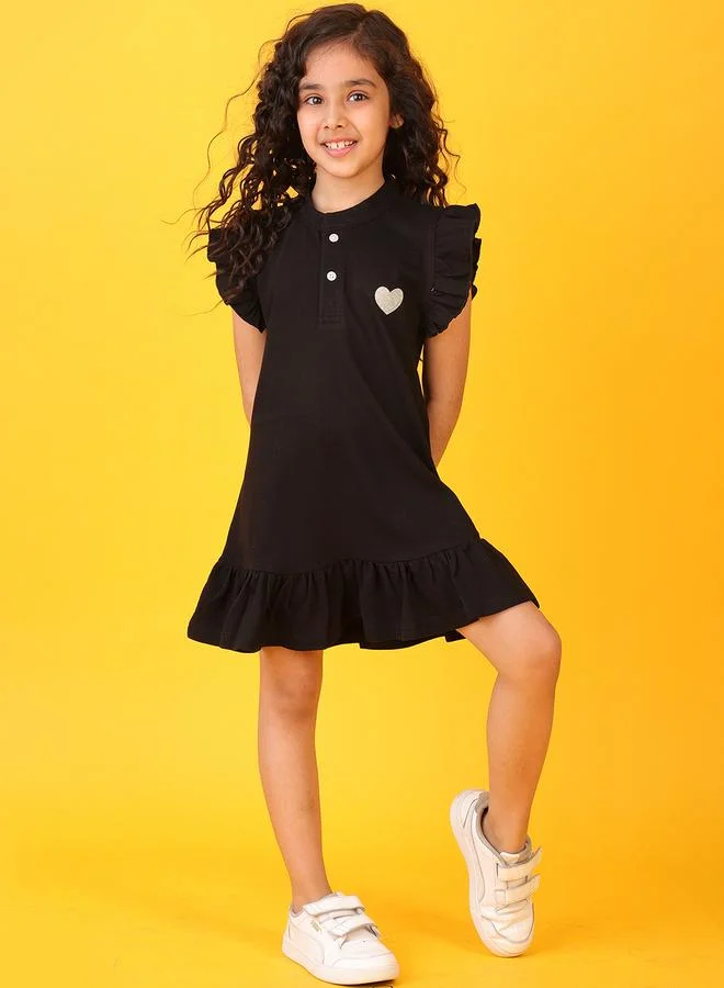 Anthrilo Anthrilo Glitter Heart Detail Flutter Sleeves Dress