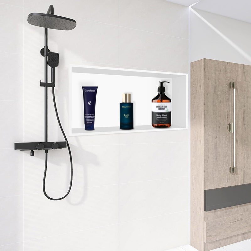 BATHFINESSE 24x12 White Shower Niche, 1 Shelf, Modern Style, Shower Wall Surround, Tile Ready, Wall Mounted - Image 2