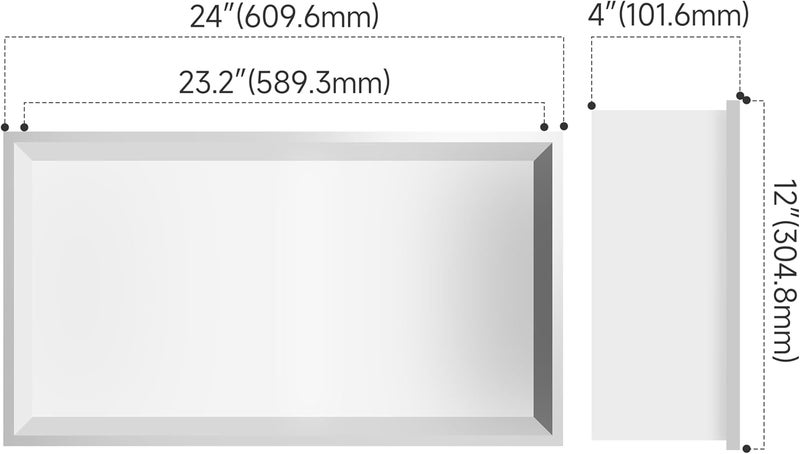 BATHFINESSE 24x12 White Shower Niche, 1 Shelf, Modern Style, Shower Wall Surround, Tile Ready, Wall Mounted - Image 3