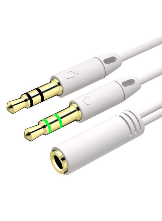 Mobile Phone Microphone One Minute Two Audio Adapter Cable Headset Conversion Computer Headset 3.5 Two-in-one Splitter-Color:White  - Image 4