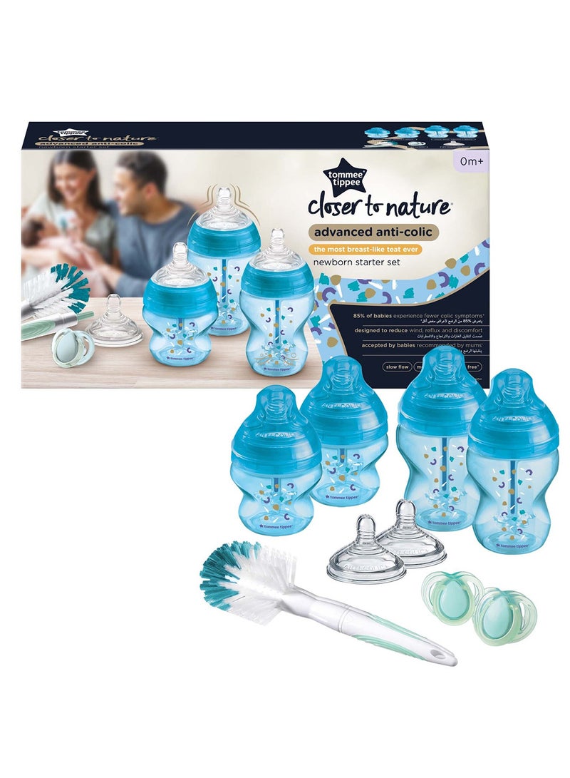 tommee tippee Newborn Baby Bottle Starter Kit, Slow-Flow Breast-Like Teats And Unique Anti-Colic Venting System, Mixed Sizes - Image 1