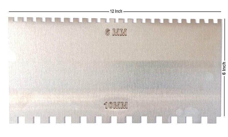 MD Style Notch Metal Trowel For Fixing Tiles, Granite, Marble (6MM & 10MM) (6x12 INCH) - Image 2