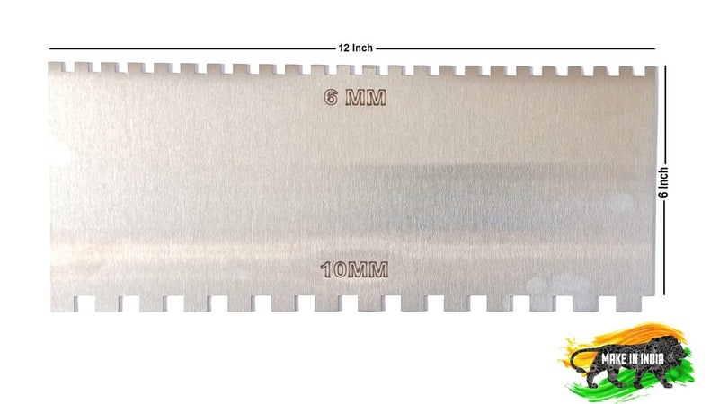 MD Style Notch Metal Trowel For Fixing Tiles, Granite, Marble (6MM & 10MM) (6x12 INCH) - Image 5