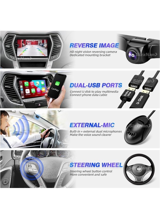 فيريكس شاشة ستيريو سيارة أندرويد هيونداي سانتا في IX45 2013-2017 تدعم Apple Carplay Android Auto لاسلكي واي فاي DSP راديو بلوتوث كاميرا عالية الدقة متضمنة واجهة سريعة 2 جيجا بايت رام 32 جيجا بايت روم  - Image 4