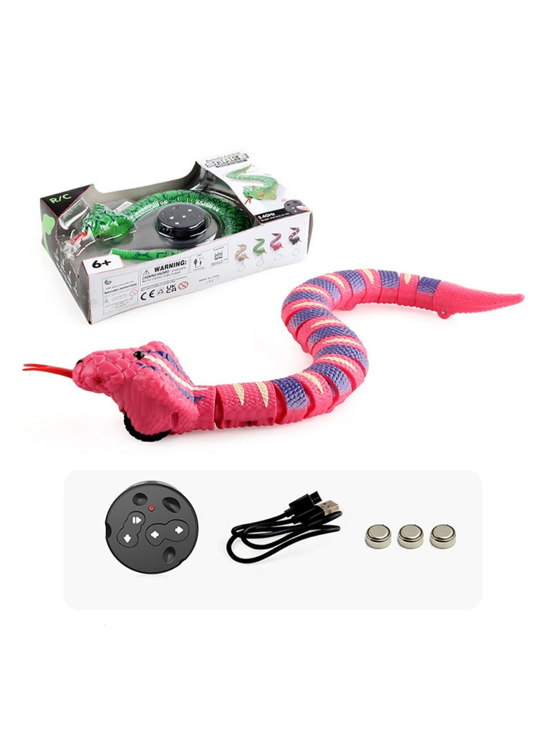 Children'S New And Unique Funny Trick Remote Control Snake Electronic Pet Infrared Remote Control Simulation Electric Toy (Cobra Pink)