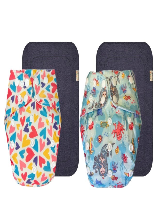 Dumbledo Premium Cloth Diaper with Gray Insert (Pack of 2) | Soft & Gentle | Leakproof | Adjustable Snaps | All-Day Wear | 3 Months - 3 Years | Unisex Baby - Image 1