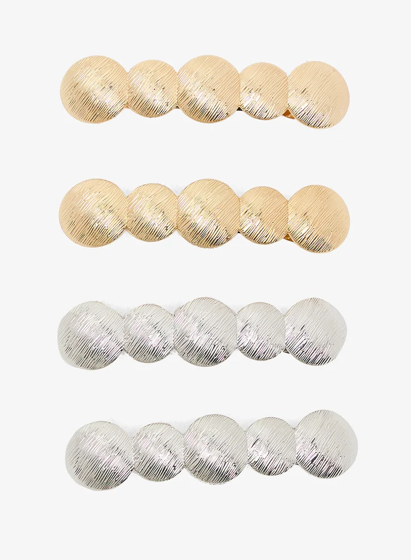 ايلا 2PK Metallic Chunky Gold And Silver Statement Hairclips