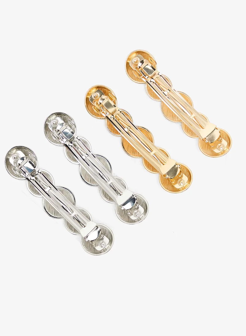 ايلا 2PK Metallic Chunky Gold And Silver Statement Hairclips