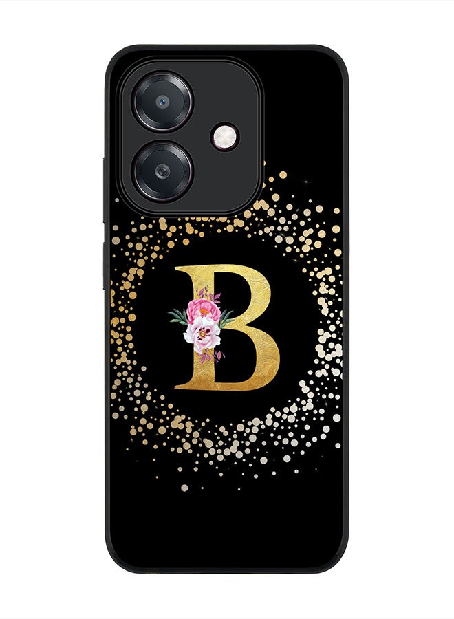 Stylizedd For Oppo A5i Case,Slim fit Camera Protection, Shockproof Thin Phone cover  - Custom Monogram Floral - B ( Black )