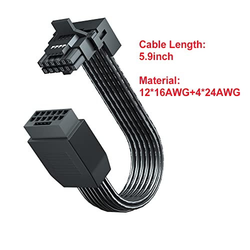 JOYJOM PCI-e 5.0 12VHPWR 16 Pin Right Angle Adapter Female to Male Extension Cable, 16AWG 600W 12VHPWR 90 Degree Adapter for Graphic Card GPU 12+4pin RTX 3090Ti 4070Ti 4080 4090 (Type B) - Image 5