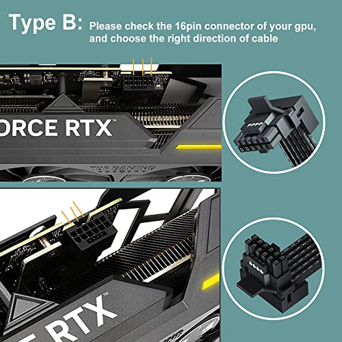 JOYJOM PCI-e 5.0 12VHPWR 16 Pin Right Angle Adapter Female to Male Extension Cable, 16AWG 600W 12VHPWR 90 Degree Adapter for Graphic Card GPU 12+4pin RTX 3090Ti 4070Ti 4080 4090 (Type B) - Image 2