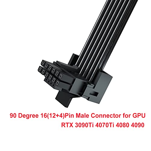 JOYJOM PCI-e 5.0 12VHPWR 16 Pin Right Angle Adapter Female to Male Extension Cable, 16AWG 600W 12VHPWR 90 Degree Adapter for Graphic Card GPU 12+4pin RTX 3090Ti 4070Ti 4080 4090 (Type B) - Image 3