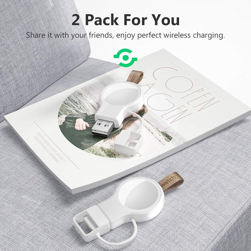 Newdery 𝟐𝟎𝟐𝟒 𝐔𝐩𝐠𝐫𝐚𝐝𝐞𝐝 for Apple Watch Wireless Charger 2 Pack, Portable iWatch Charger, Travel Cordless Charger, Magnetic Wireless Charging Compatible for Apple Watch 10/Ultra/9/8/7/6/5/4/3/2/1/SE - Image 4