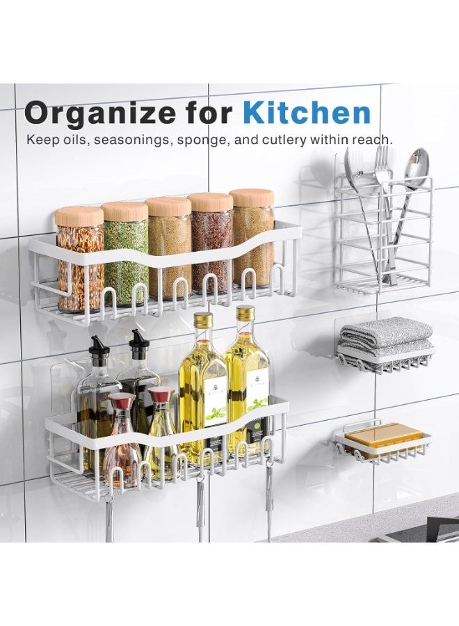 Shower Caddy 5 Pack,Adhesive Shower Organizer for Bathroom Storage&Home Decor&Kitchen,No Drilling,Large Capacity,Rustproof Stainless Steel Bathroom Organizer,Shower Shelves for Inside Shower - Image 1