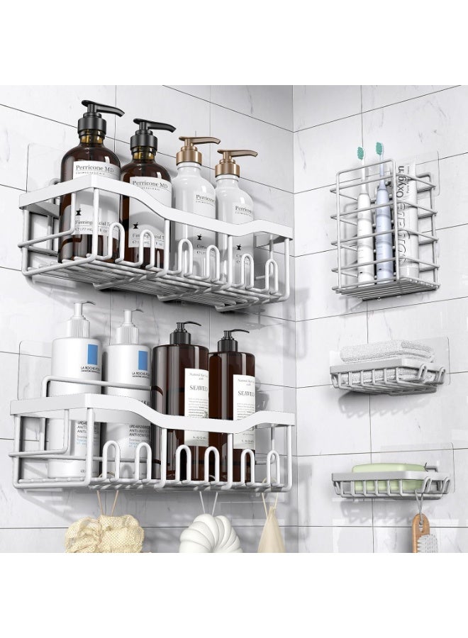 Shower Caddy 5 Pack,Adhesive Shower Organizer for Bathroom Storage&Home Decor&Kitchen,No Drilling,Large Capacity,Rustproof Stainless Steel Bathroom Organizer,Shower Shelves for Inside Shower - Image 3