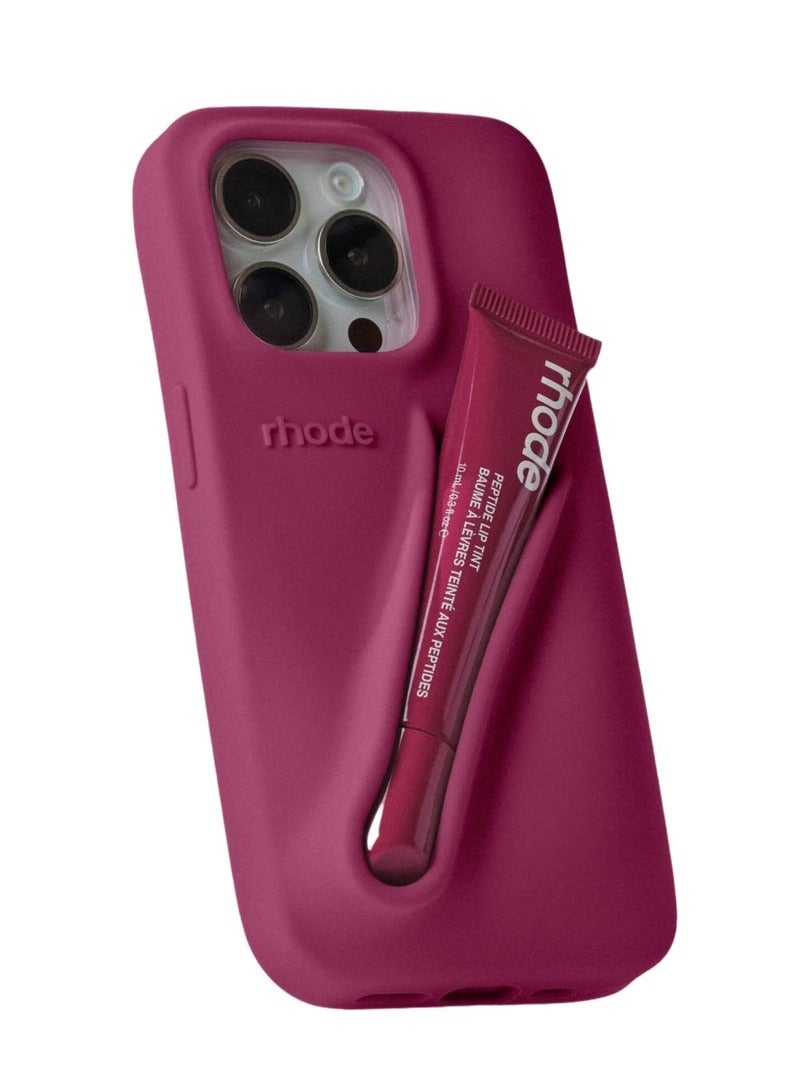 rhode Silicone Lip Holder for Cell Phone, Lip Gloss Adhesive Sleeve for Phone, Lip Holder Stick-on Phone Case, Back Stick On Holder for iPhone Phones（Raspberry Jelly） - Image 1