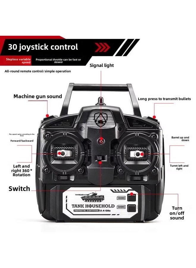 Oversized Tiger Remote Control Tank Toy Professional Boy Electric Cannon Alloy Model Car Crawler-Color: Simulated Crawler/proportional Throttle, Smoking Can Emit Water Bombs/barrel Lifting-Specifications: A Set Of Batteries + Remote Control Batteries + High-end Gift Box  - Image 4