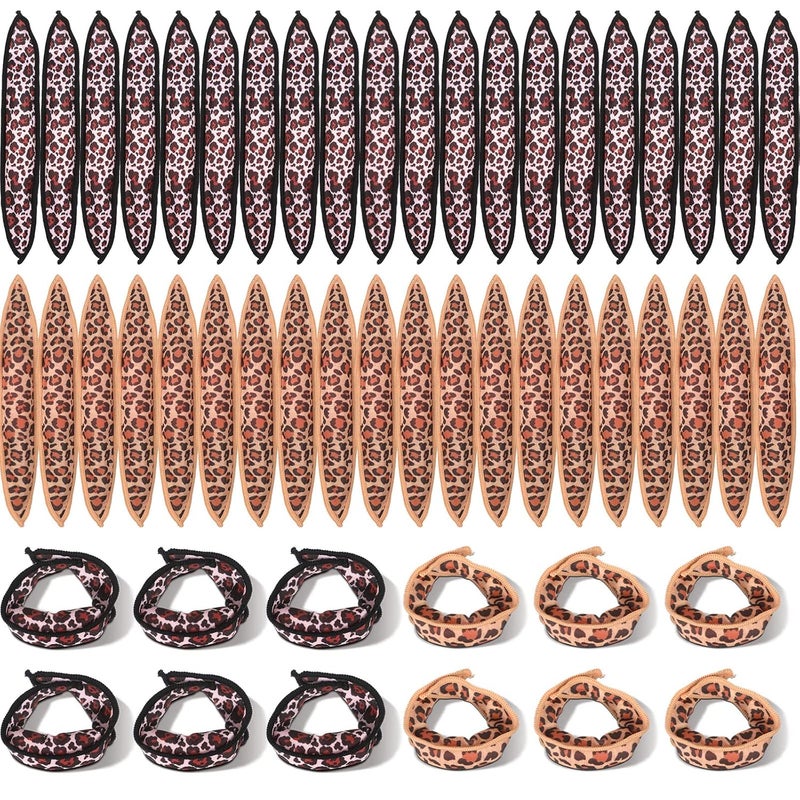 Bememo 40 Pieces Hair Rollers DIY Tousle Styling Rollers Tools Soft Sleep Foam Pillow Hair Curler Rollers Sponge Black Brown Dot
