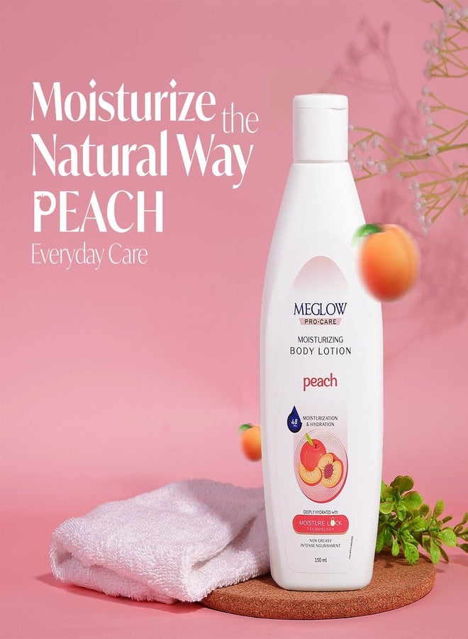 Meglow Pro-Care Moisturizing Body Lotion | Refreshing Peach Body Moisturizer for Women & Men | Hydrating Lotion for All Skin Types- 150ml Pack of 2 - Image 2