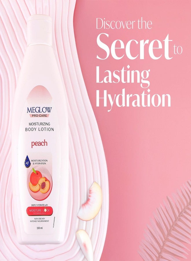 Meglow Pro-Care Moisturizing Body Lotion | Refreshing Peach Body Moisturizer for Women & Men | Hydrating Lotion for All Skin Types- 150ml Pack of 2 - Image 3