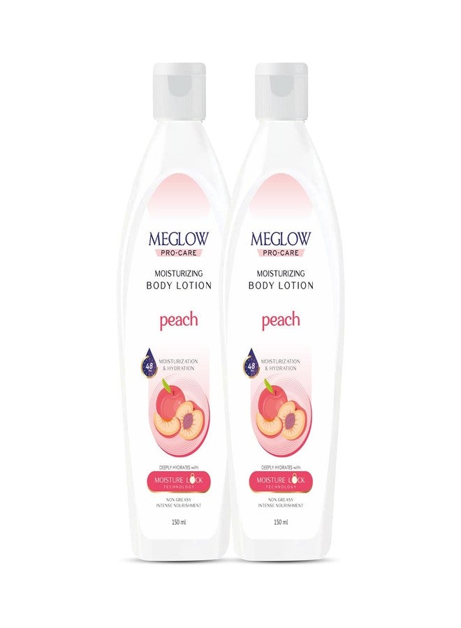 Meglow Pro-Care Moisturizing Body Lotion | Refreshing Peach Body Moisturizer for Women & Men | Hydrating Lotion for All Skin Types- 150ml Pack of 2 - Image 1