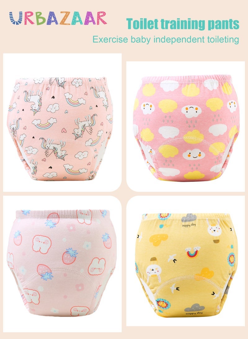 URbazaar Baby Potty Training Underwear for Boys and Girls, 4 Pack Absorbent Training Pants for Toddlers with Printed Reusable Cotton Toilet Training Pants for 12-18kg Kids (2-4 Years/110 yards) - Image 2