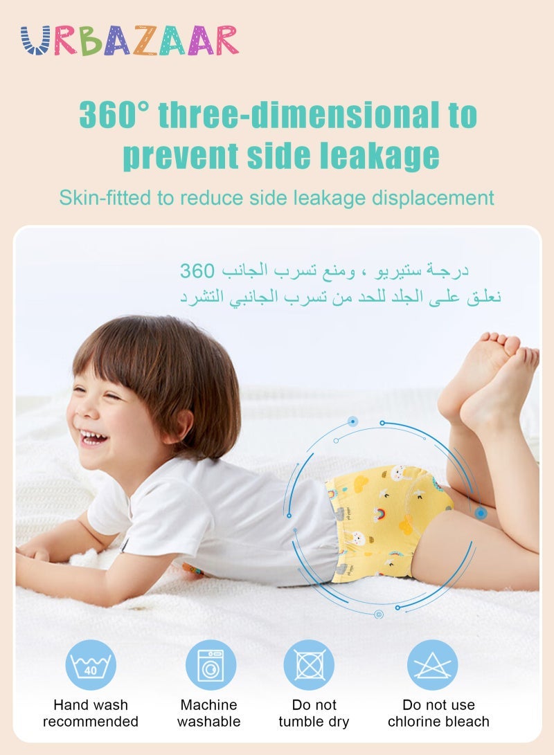 URbazaar Baby Potty Training Underwear for Boys and Girls, 4 Pack Absorbent Training Pants for Toddlers with Printed Reusable Cotton Toilet Training Pants for 12-18kg Kids (2-4 Years/110 yards) - Image 5