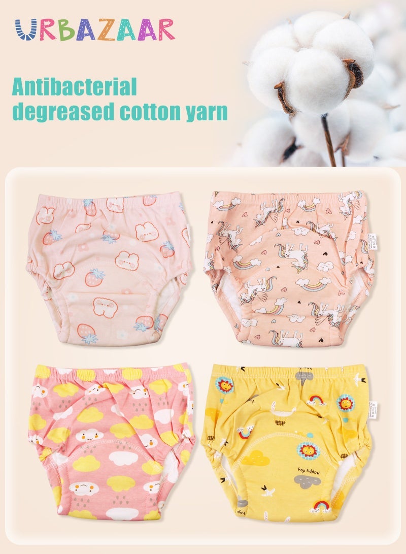 URbazaar Baby Potty Training Underwear for Boys and Girls, 4 Pack Absorbent Training Pants for Toddlers with Printed Reusable Cotton Toilet Training Pants for 12-18kg Kids (2-4 Years/110 yards) - Image 3