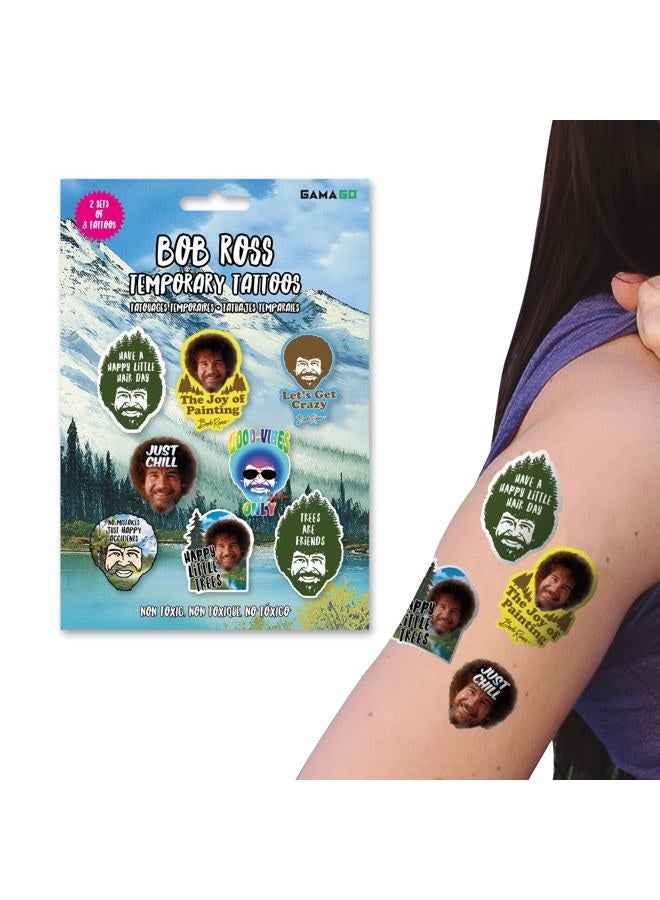 GAMAGO Bob Ross Temporary Tattoos | 2 Sets of 8 Tattoos - Image 1