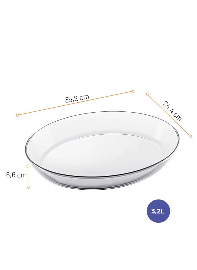 Marinex 3-Piece Oval Glass Bakeware Pan Set Clear; Small 2.4L, Medium 3.2L, Large 4L (Made in Brazil)  - Image 4
