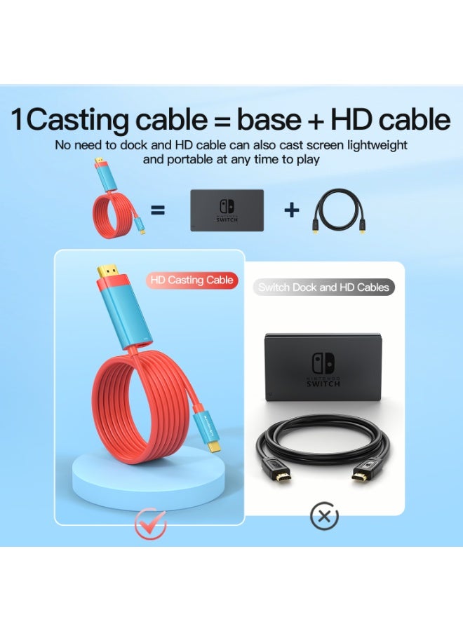 SIGood USB C to HDMI Cable Portable TV Dock Replacement, 4K 60Hz Video Adapter 2m, Black/Grey, Compatible with Nintendo Switch Standard/OLED, Steam Deck, Laptops, and Smartphones - Image 3