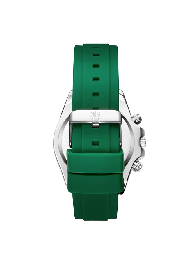 KENNETH SCOTT Men's Chrono & Multi Function Display Watch With Dark Green Silicone Strap - K23149-SSHH