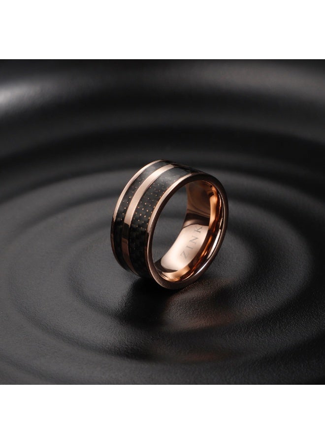 زنك خاتم زينك للرجال باللون الذهبي الوردي والفولاذ المقاوم للصدأ الأسود | ZJRG016SB-19 - Image 4