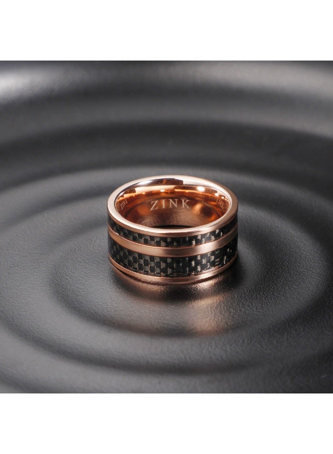 زنك خاتم زينك للرجال باللون الذهبي الوردي والفولاذ المقاوم للصدأ الأسود | ZJRG016SB-19 - Image 5
