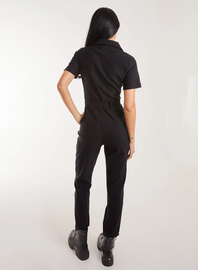 بينك فانيلا Zip Front Boilersuit