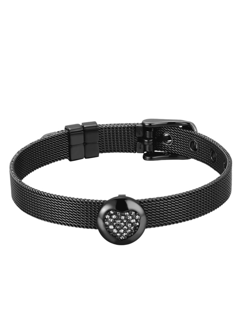 زنك سوار نسائي من زينك، ستانلس ستيل باللون الأسود | ZFBR001B4 - Image 1