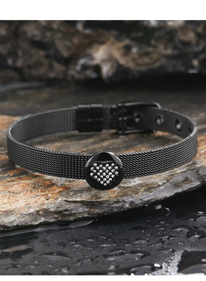 زنك سوار نسائي من زينك، ستانلس ستيل باللون الأسود | ZFBR001B4 - Image 3