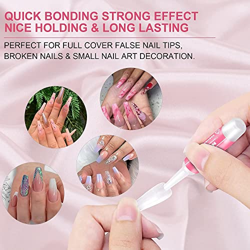 Coslifestore- Press on Nails- Pack of 24 designer nails with full application kit- jelly tabs, glue, buffer and manicure tool (OMBRE PEACH WITH STONES) - Image 2