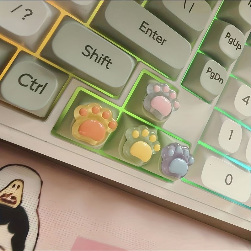 8pcs Assorted Cat Paw Keycap Stickers Keyboard Decoration Accessories - Image 4