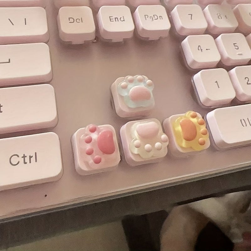 8pcs Assorted Cat Paw Keycap Stickers Keyboard Decoration Accessories - Image 1