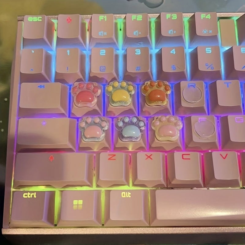 8pcs Assorted Cat Paw Keycap Stickers Keyboard Decoration Accessories - Image 5