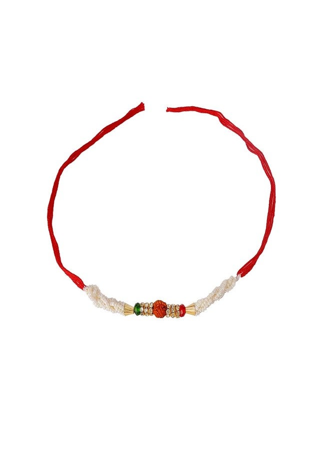ACCESSHER Mens Traditional Rudraksh Rakhi for Beloved Brother with Acrylic Peacock Pooja Thali, Roli Kumkum Packets and Happy Rakshabandhan Card - Image 4