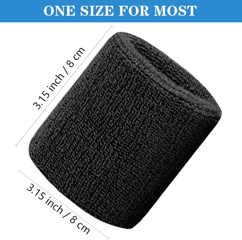 IMAGERIO 8 Pack Wrist Sweatbands Tennis Wrist Bands Absorbent Sweat Band for Men and Women, Breathable Cotton Sweatbands for Working Out, Football, Basketball, Running Athletic Sports - Image 2