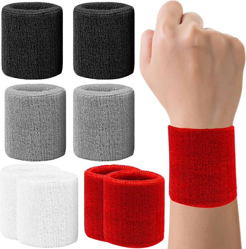 IMAGERIO 8 Pack Wrist Sweatbands Tennis Wrist Bands Absorbent Sweat Band for Men and Women, Breathable Cotton Sweatbands for Working Out, Football, Basketball, Running Athletic Sports - Image 1