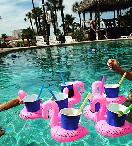 Supoice Inflatable Floating Flamingo Drink Holder 12 Pack Swimming Pool Float Coasters Coke Cup Holder for Beverage Cans Cups & Bottles - Fun Kid & Adult Pool Party … - Image 2